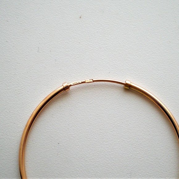 NEW NWOT Russian Russia Solid 14K 585 Rose Pink Gold Large Hoop Earrings - Picture 3 of 5